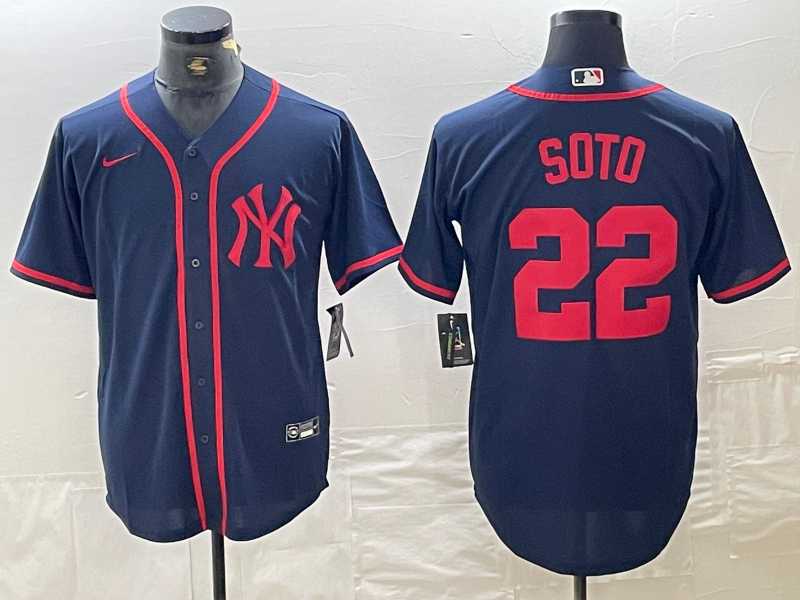 Mens New York Yankees #22 Juan Soto Navy Red Fashion Cool Base Jersey